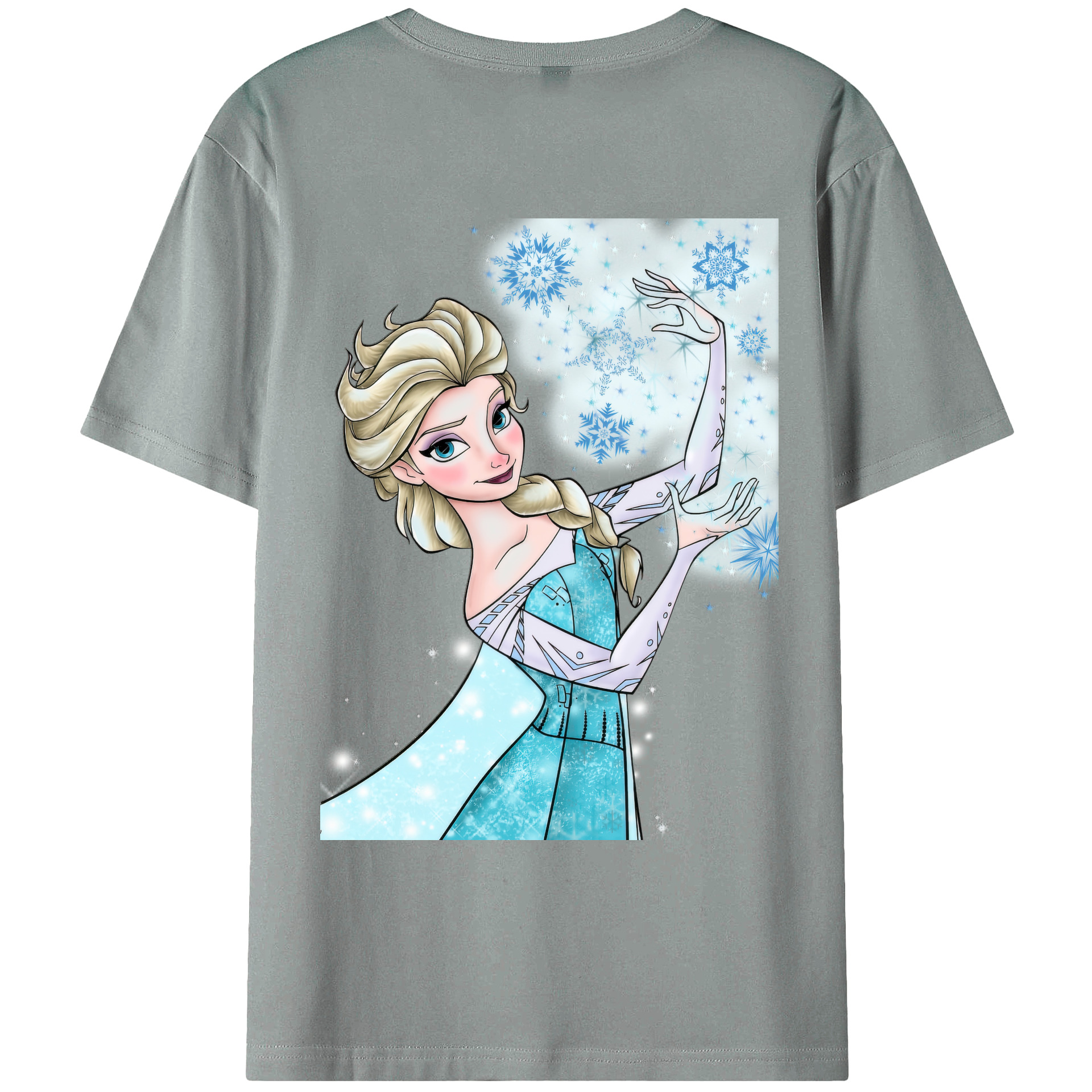 （画像用） アナと雪の女王 アンナ エルサ Frozen Anna Elsa 綿100％ メンズ半袖Tシャツ（バックプリント） 通気性